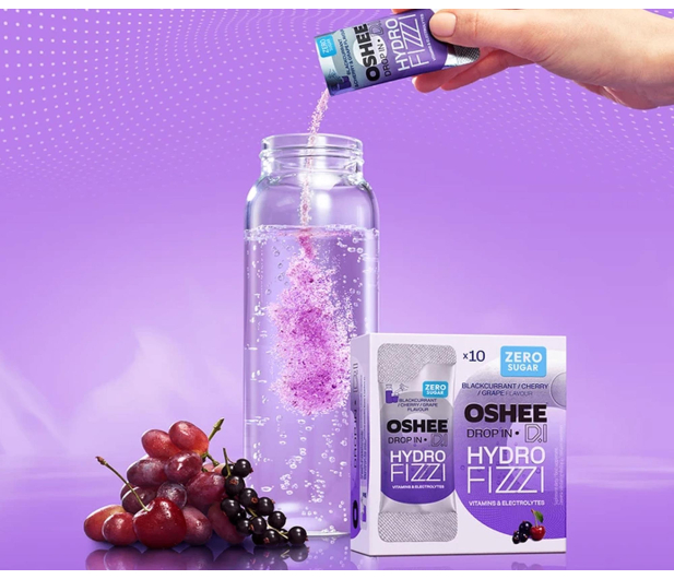 OSHEE Proszek musujący DROP IN Hydrofizzi porzeczka-wiśnia-winogro - 1546755 - zdjęcie 2
